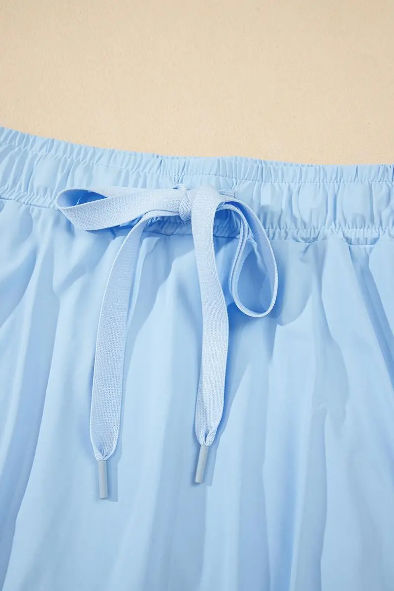 Women's Casual Drawstring Tie High Waist Lined Tennis Skorts