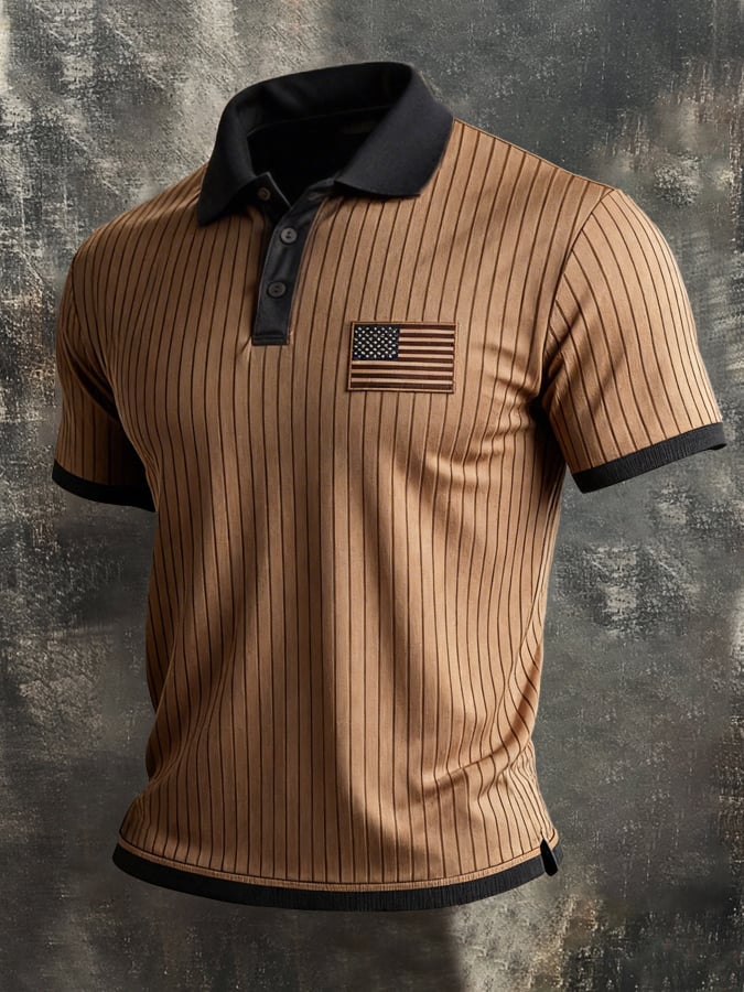 Men'S Retro Color-Block Ribbed 