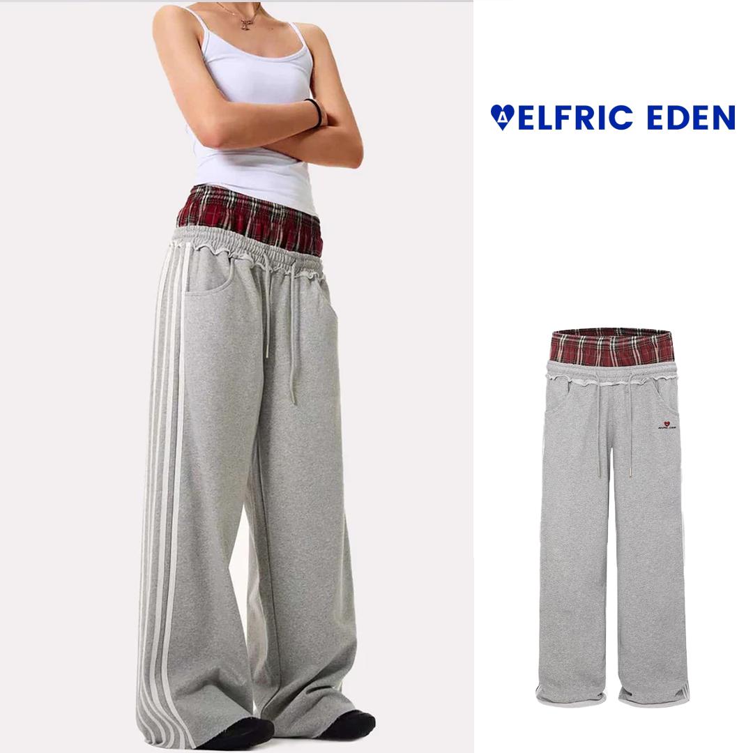 Unisex Plaid Patchwork Sweatpants