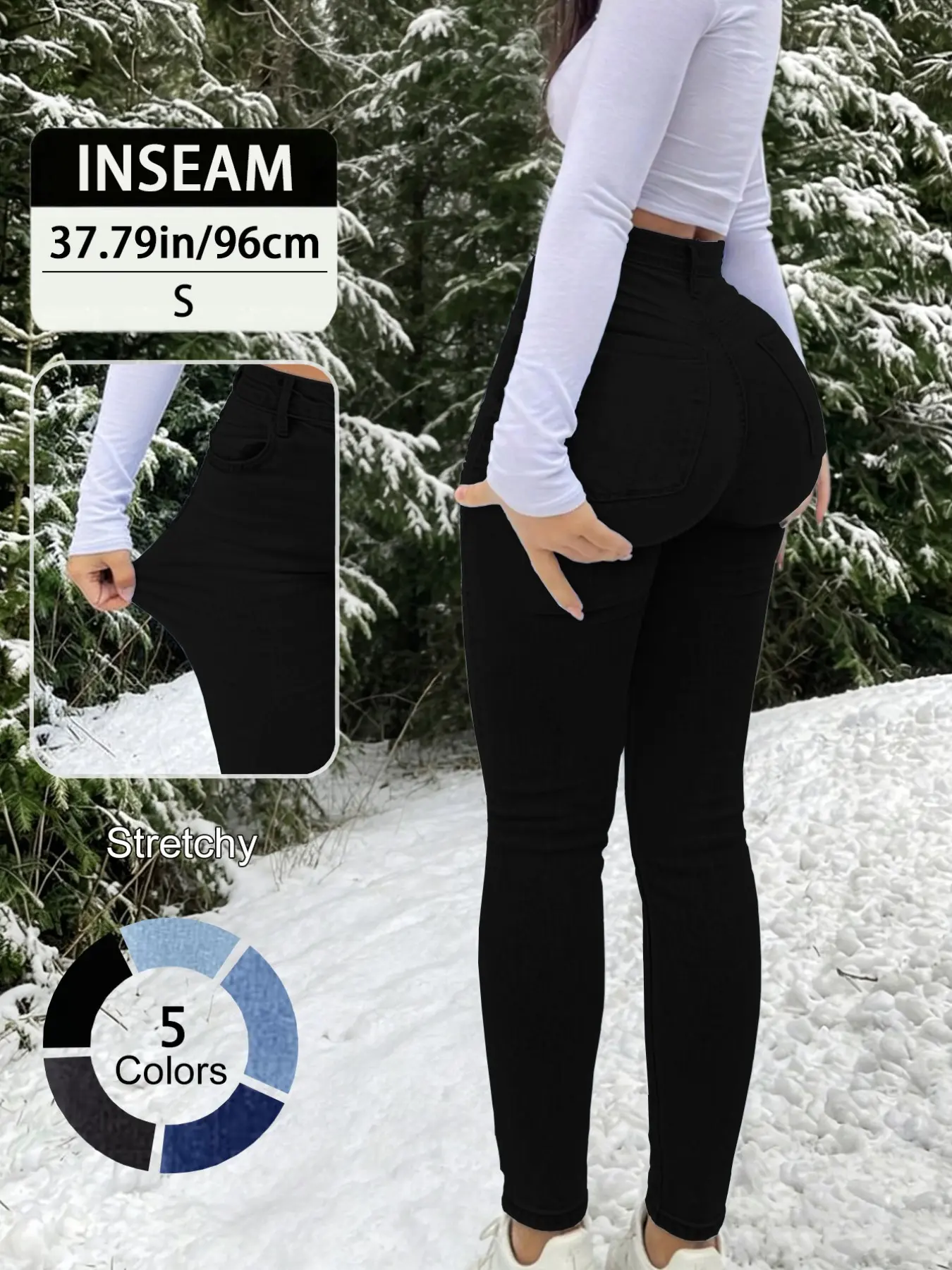 Elegant High Waist Long Skinny Denim Jeans for Women