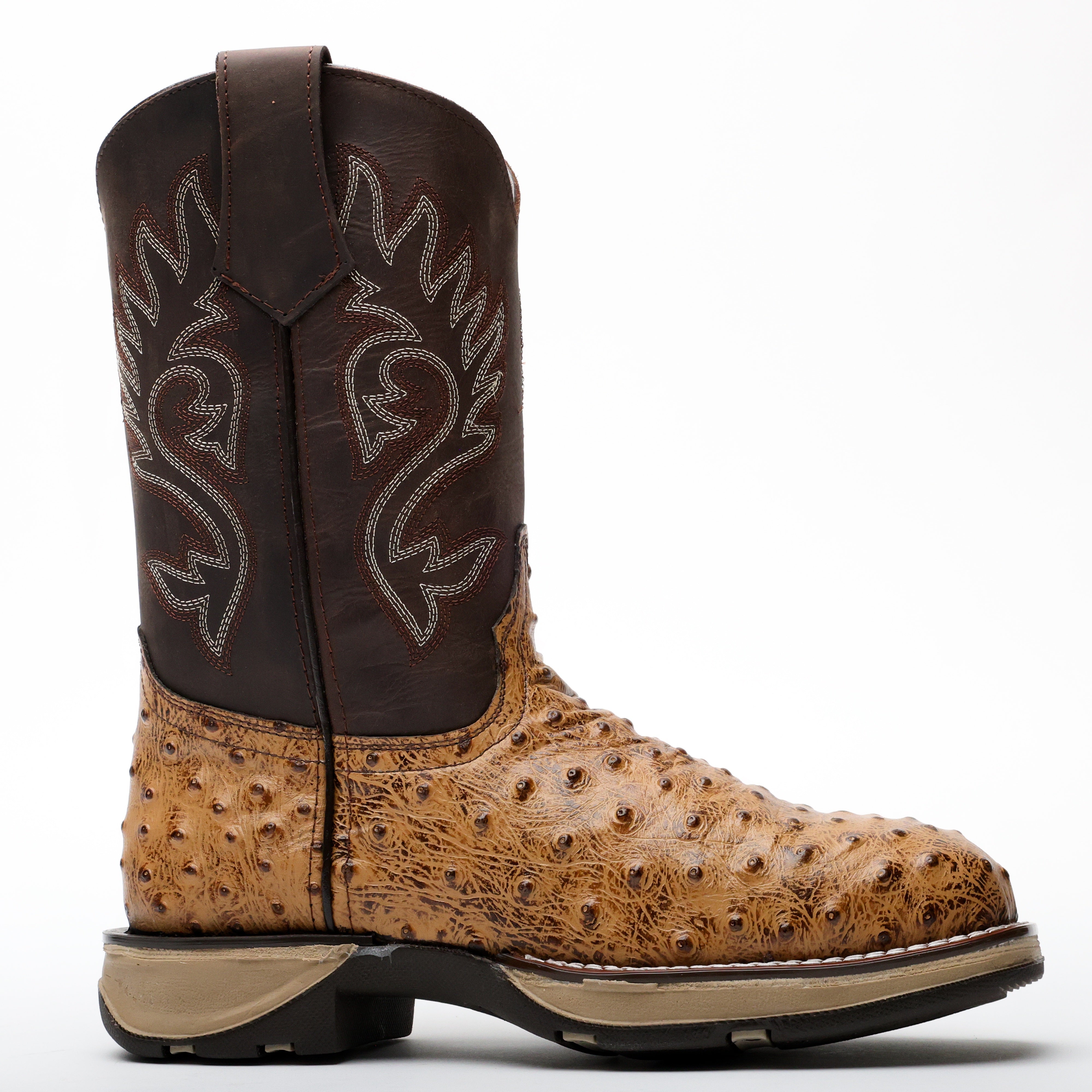 Light Honey Ostrich Leather Boots With 3D Lightweight Sole - Composite Toe
