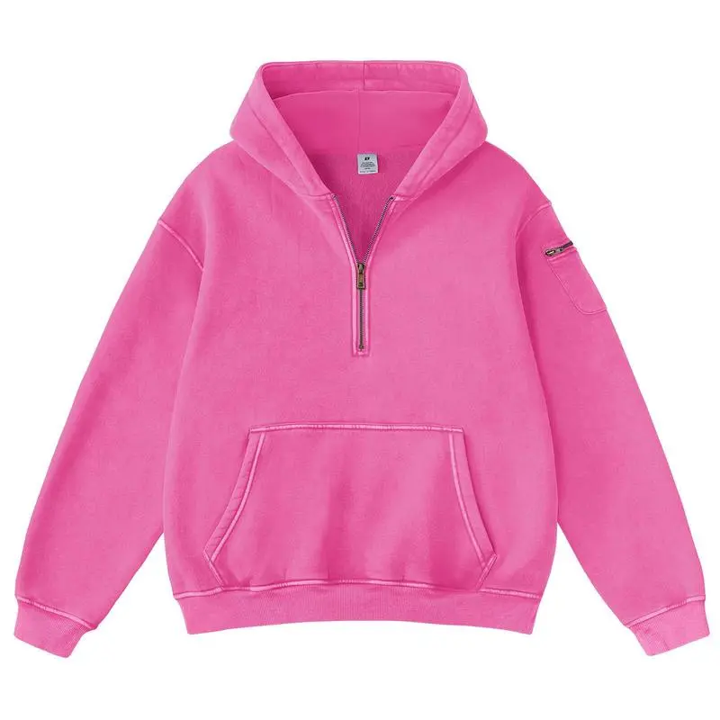 Retro fleece half-zip unisex hoodie