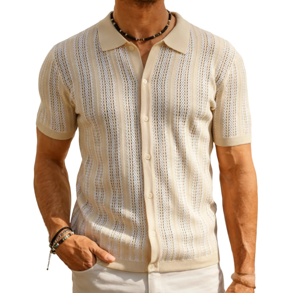 Men's Retro Button- Sweater Non-Stretch Shirt