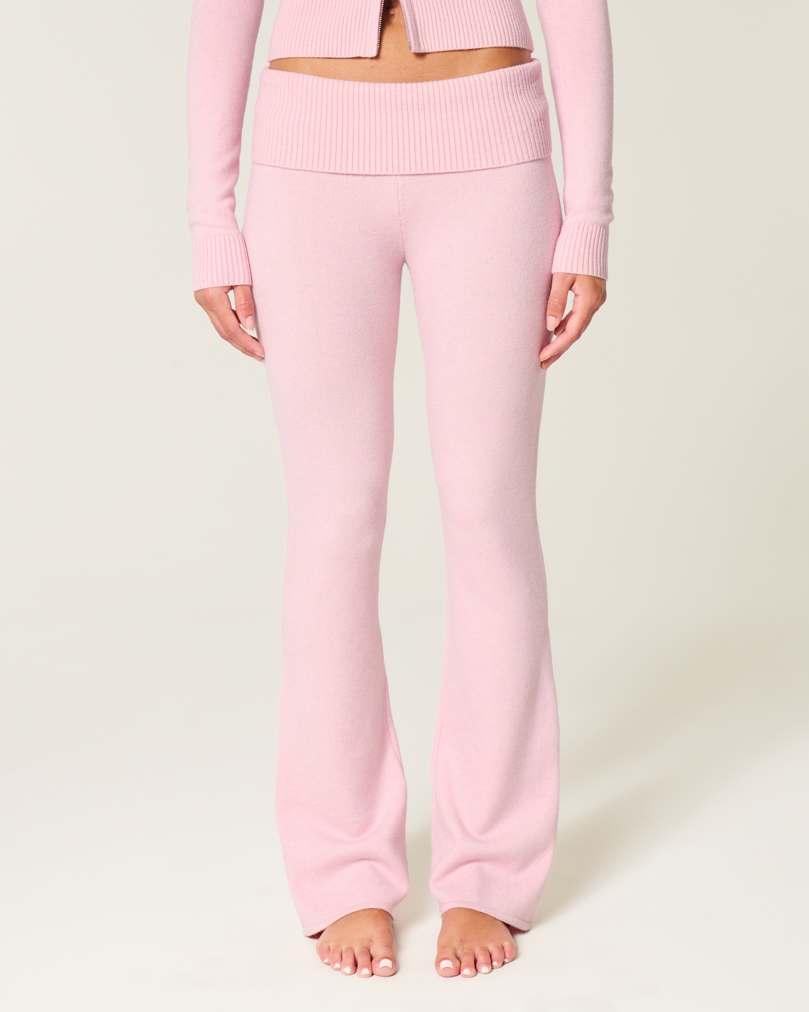 Gilly Hicks Sweater-Knit Foldover Waist Boot Pants