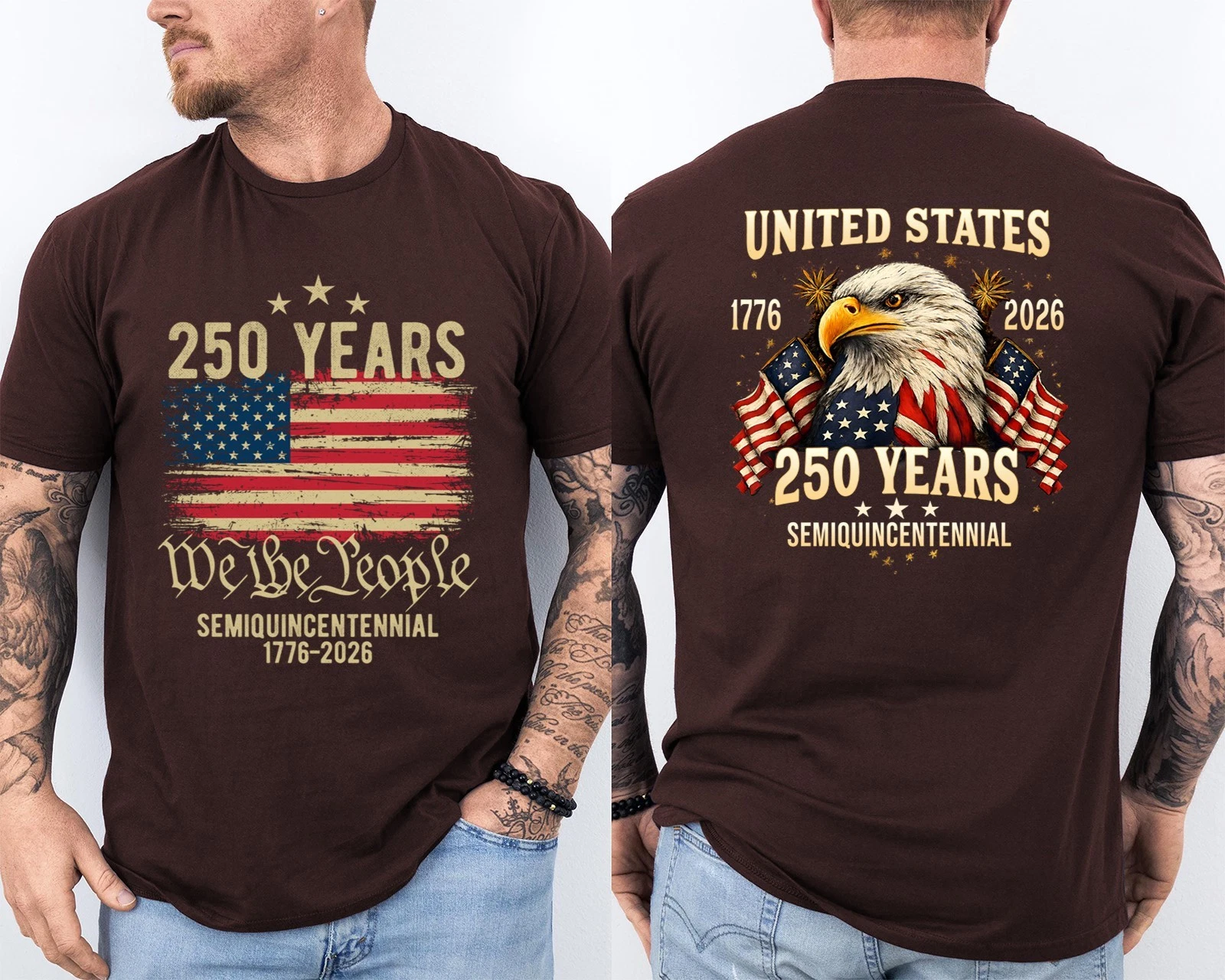 Men'S Casual American 1776-2026 Anniversary Printed Short Sleeved T-Shirt