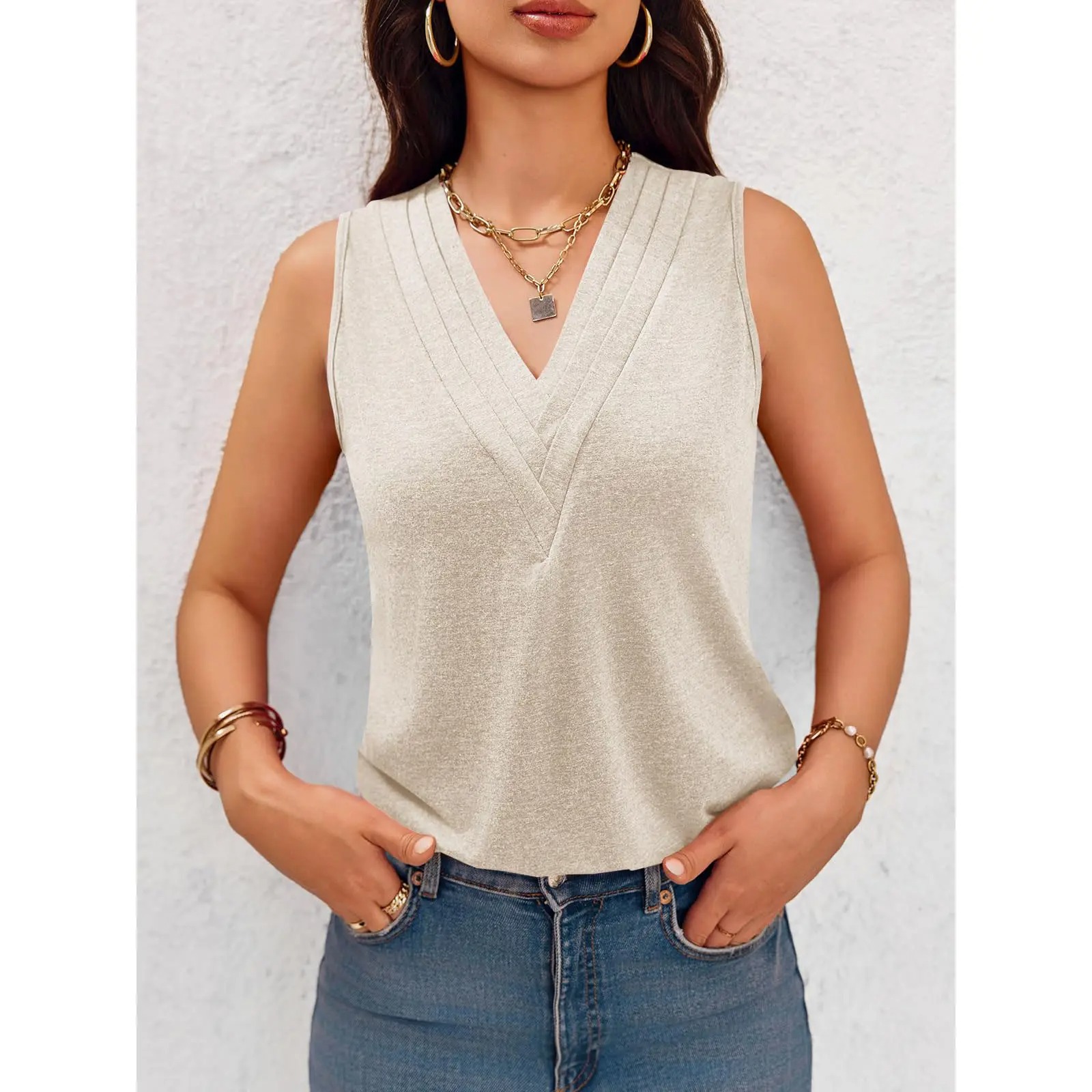 Women's V-Neck Loose Fit Tank Top
