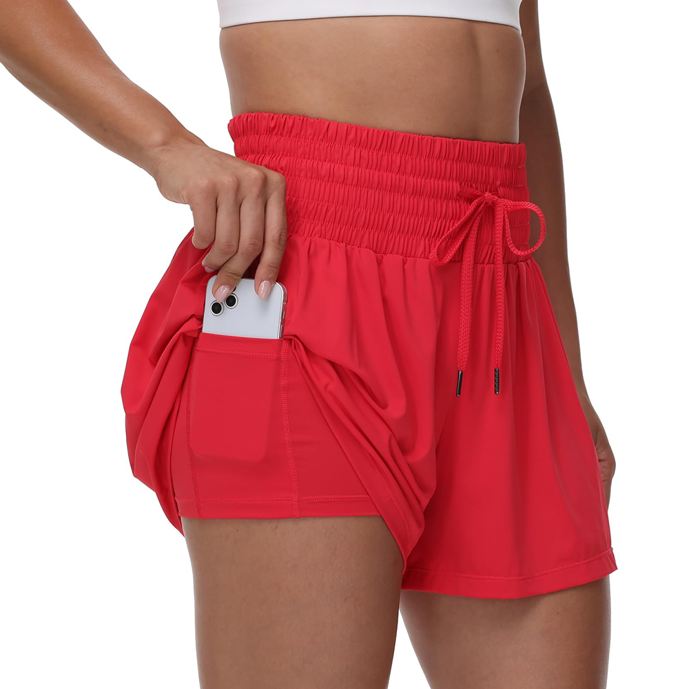 High Waisted 2-in-1 Flowy Athletic Shorts