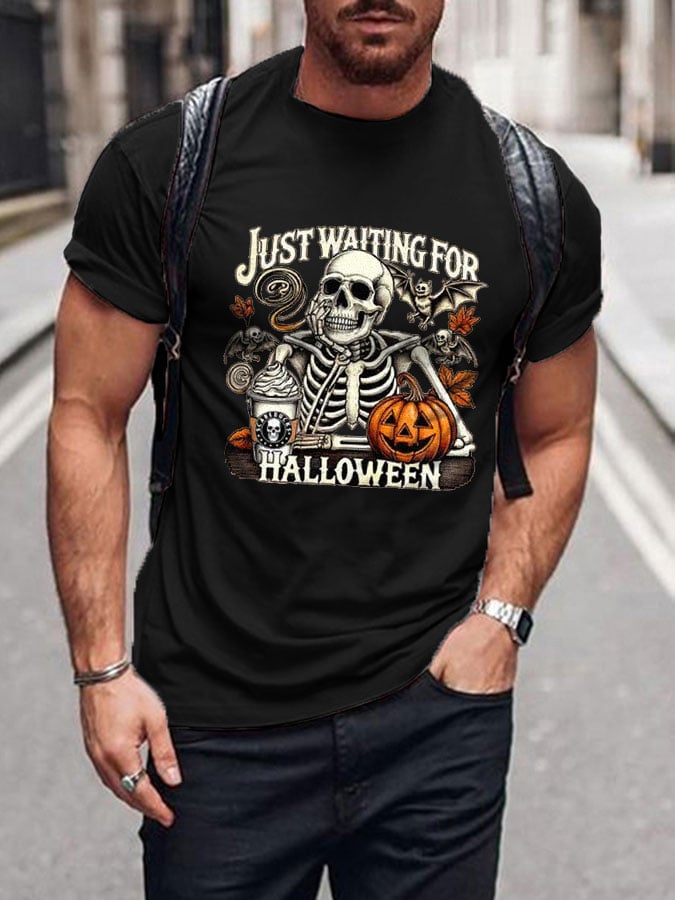 Men's I'm Waiting for Halloween Printed Short Sleeve T-shirt