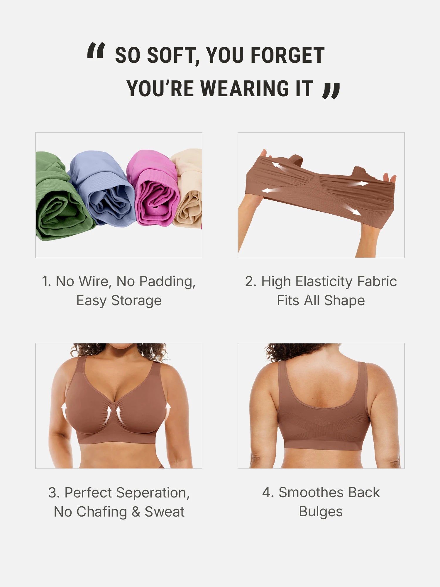 Feelingirl Seamless No Underwire Full Coverage Bra
