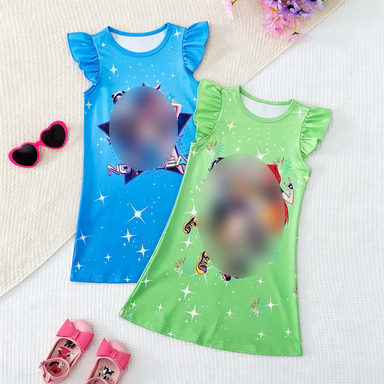 Spring Summer Girls' Sleeveless Casual Dress Set, Cute Cartoon Pattern, Comfortable Soft Fabric, Perfect for Daily Wear