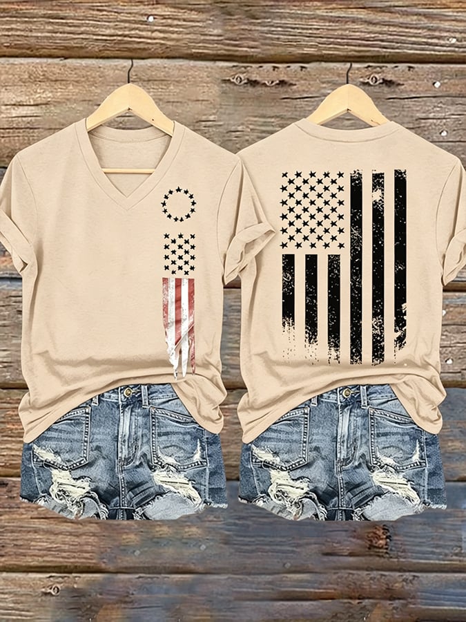 Women's Vintage USA 250th Anniversary One Nation Under God Print Casual T-shirt