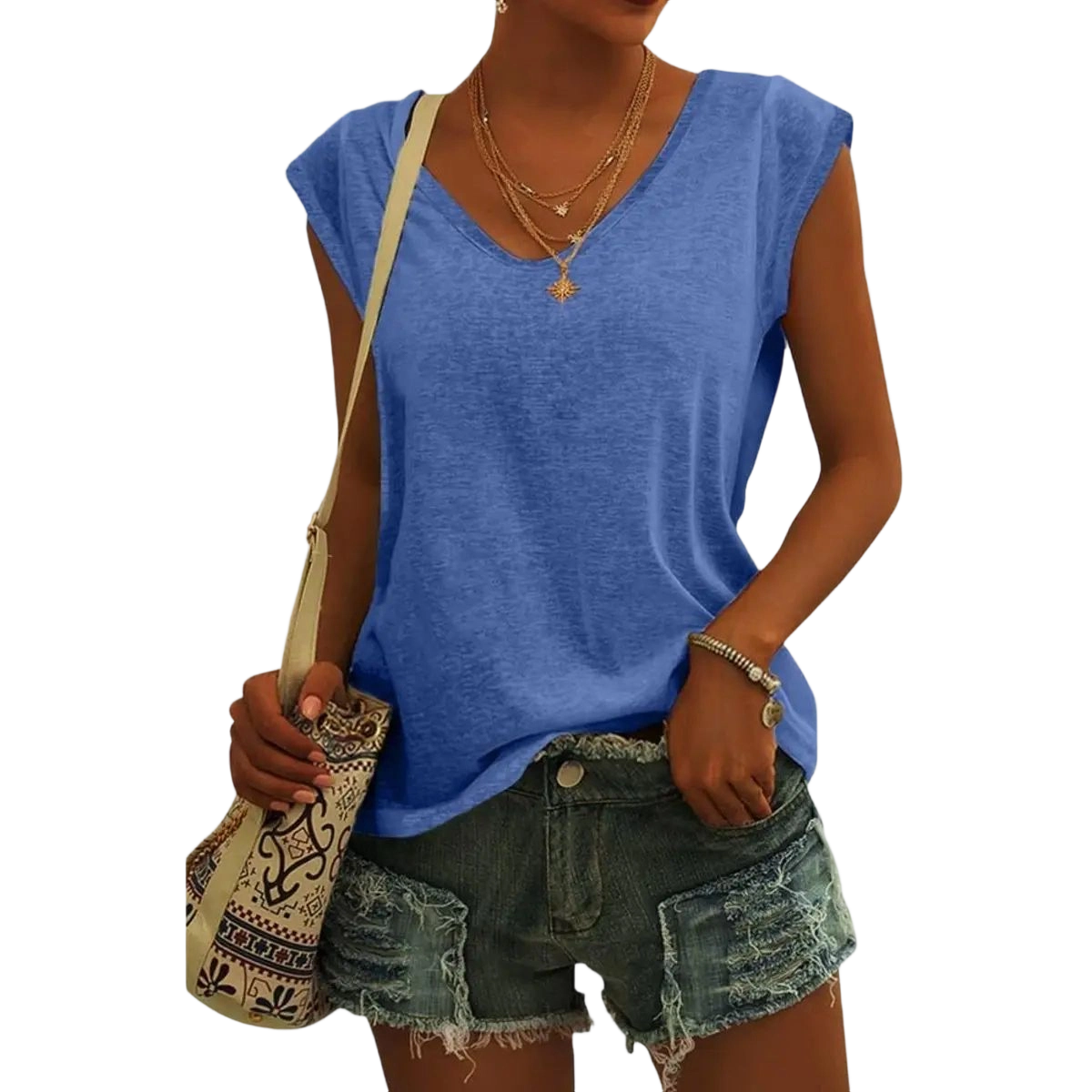 Womens Cap Sleeve Tops V Neck Loose Fit Tshirts Spring Summer Casual Basic Tees
