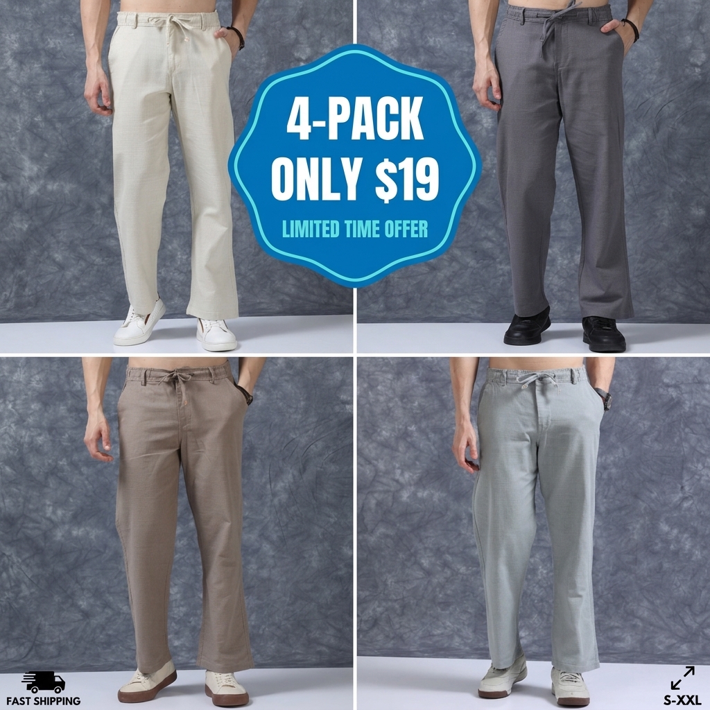 Men's Relaxed Linen Blend Drawstring Pants