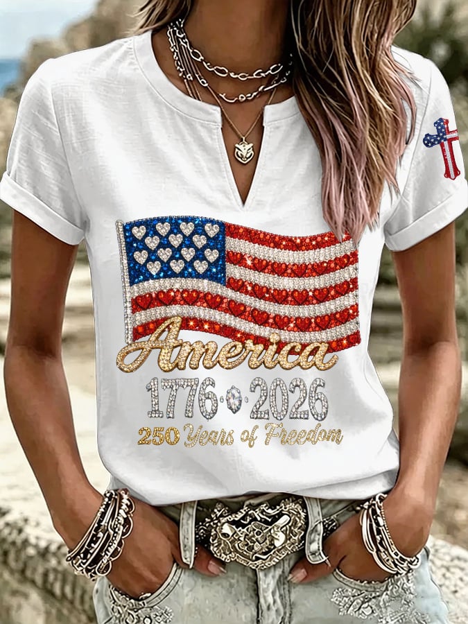 Women's 250th Anniversary Floral Print Cotton-Linen Top