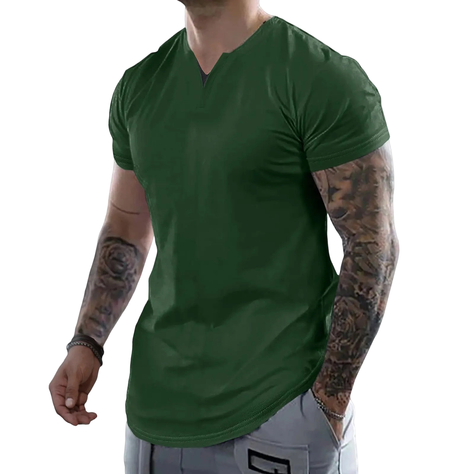 Men's Muscle Slim Fitted V-Neck T-Shirt Short Sleeve Soft Athletic Tee for Gym & Daily Wear