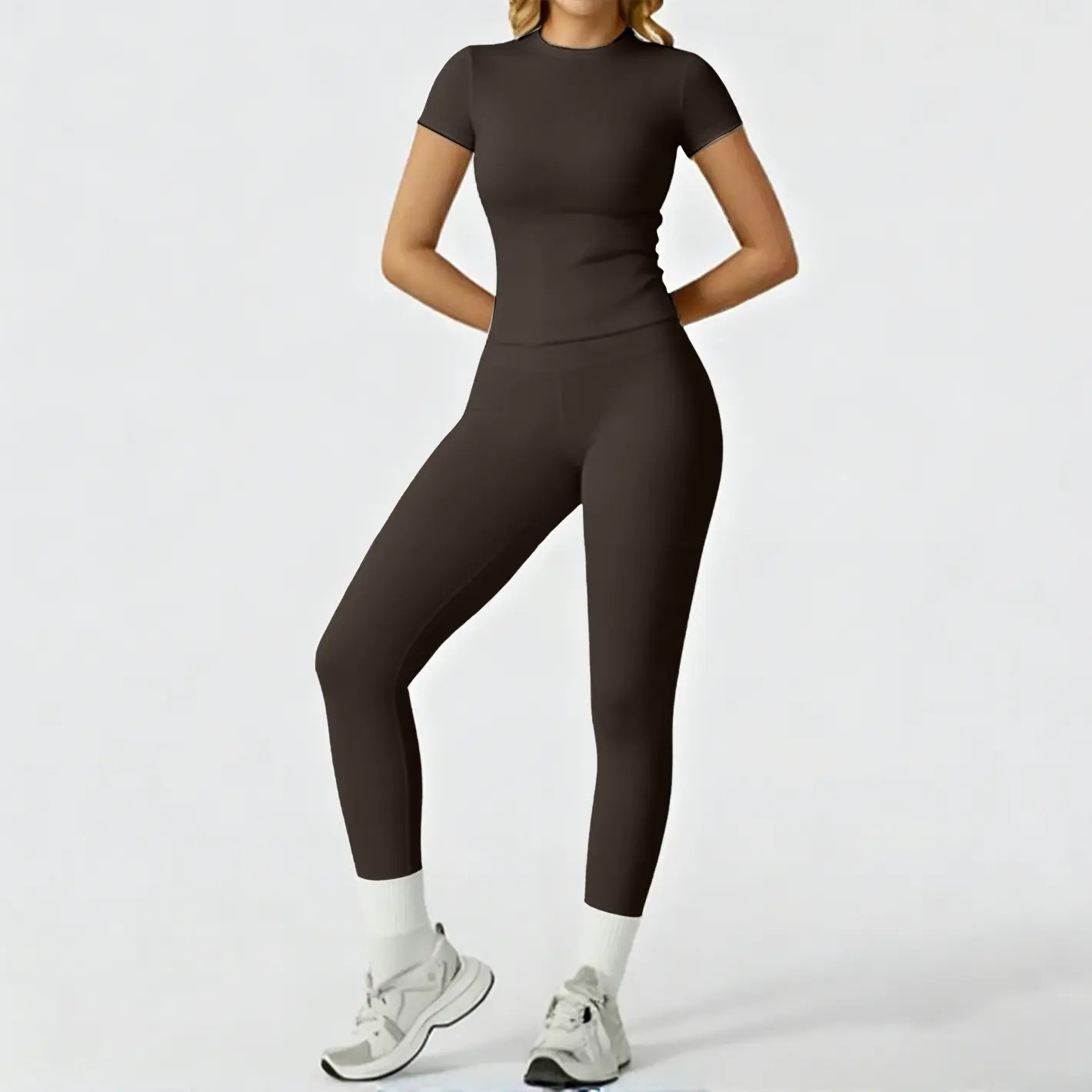 Women's Solid-Color Sports T-Shirt Set