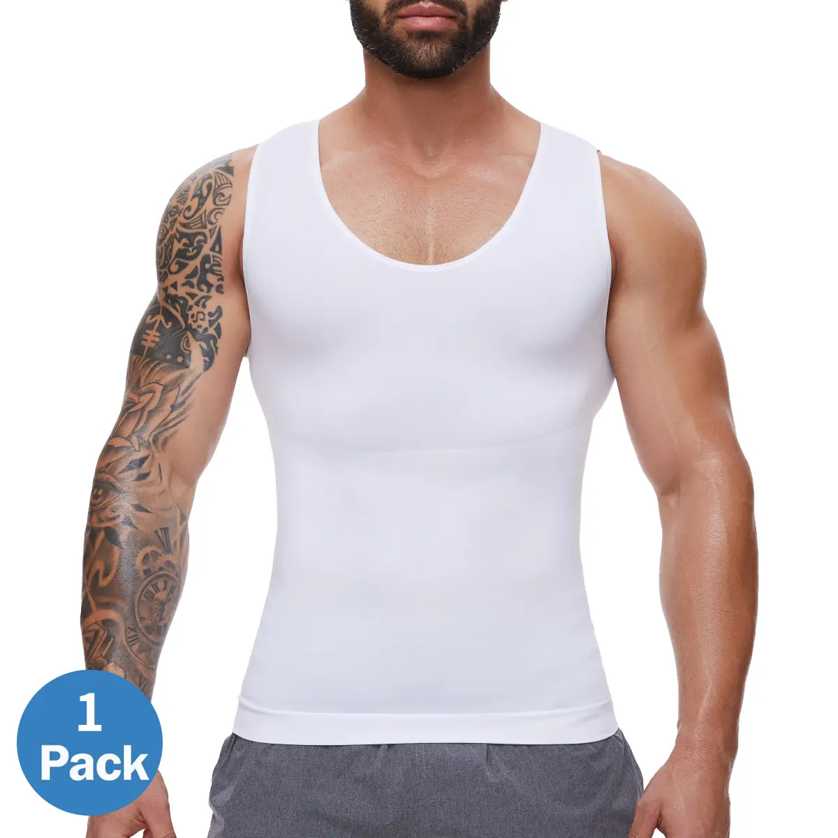 Men's Body-Shaping Vest — Moderate-Compression Shapewear. Crafted from comfortable, stretchy, and lightweight fabric that is breathable and gentle on the skin.