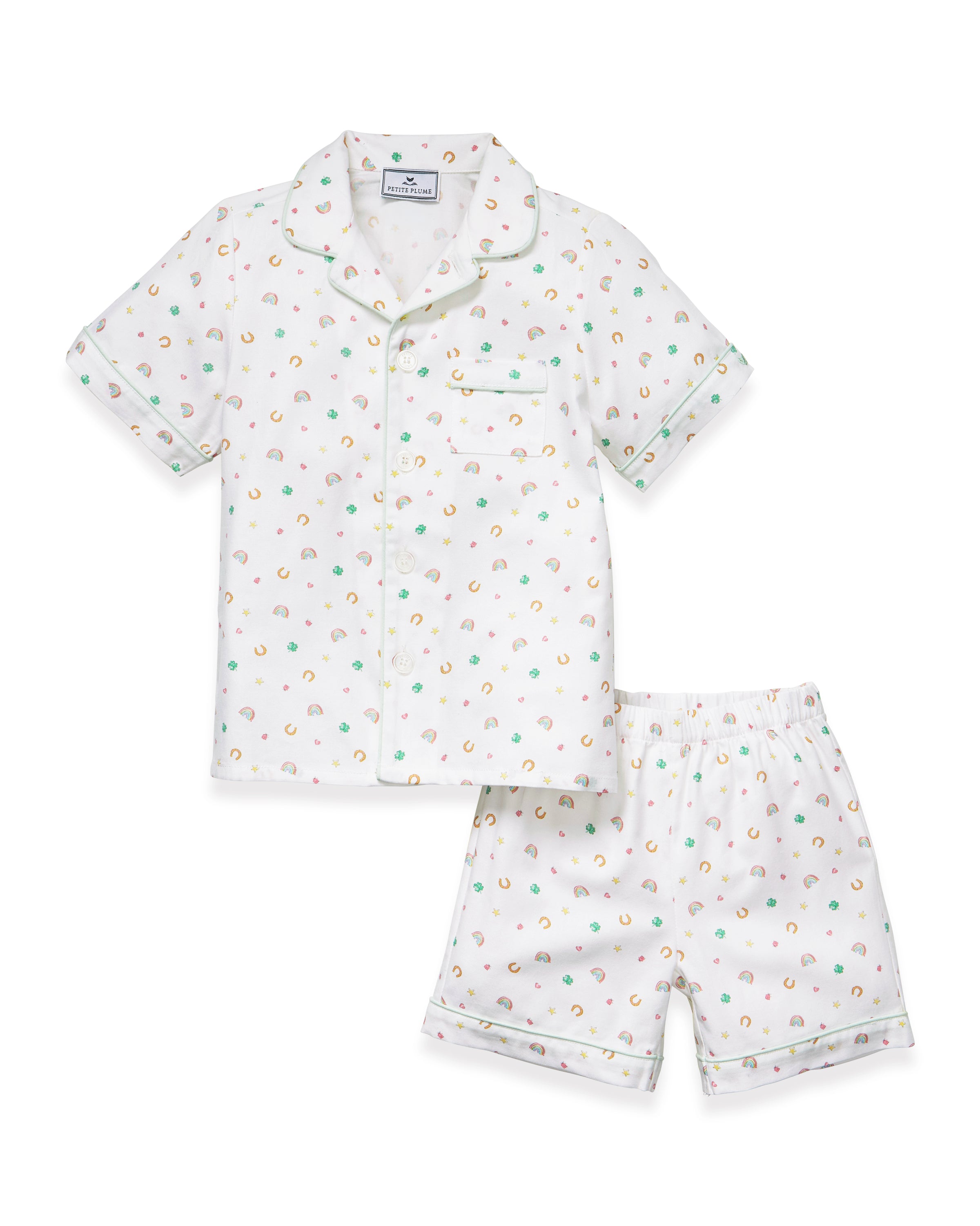 Kid's Twill Pajama Short Set in Good Luck Charms