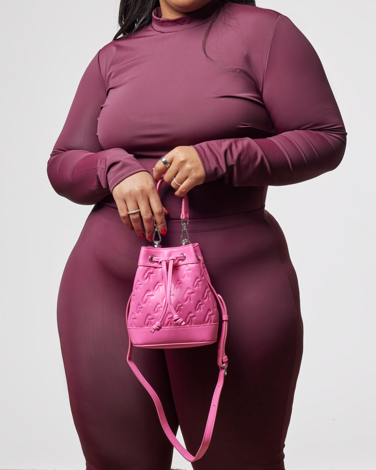 MINI MONOGRAM BUCKET BAG - HOT PINK