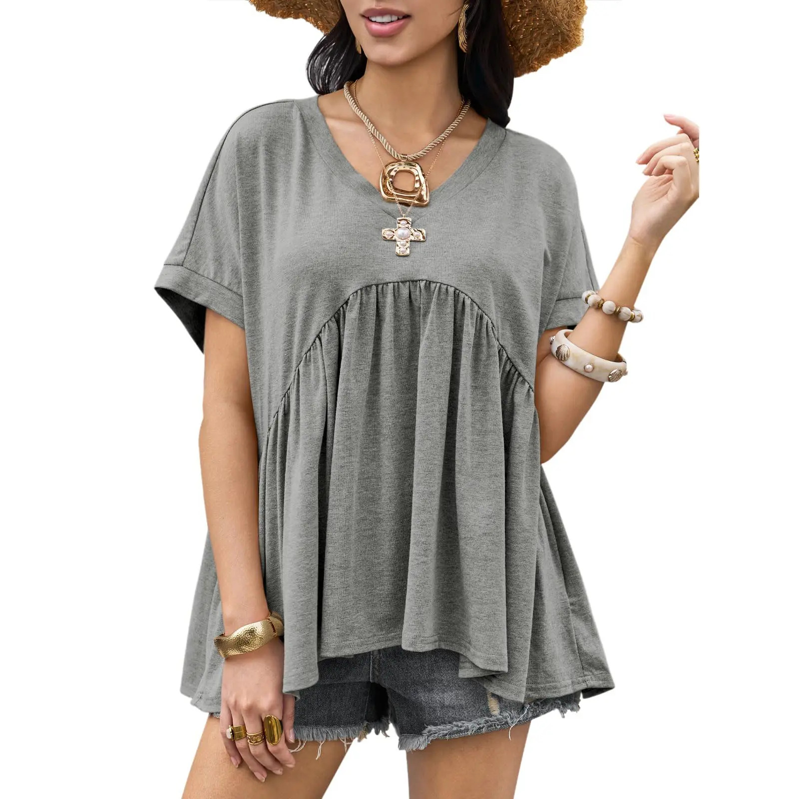 Women's Summer Ruffle-Hem Top