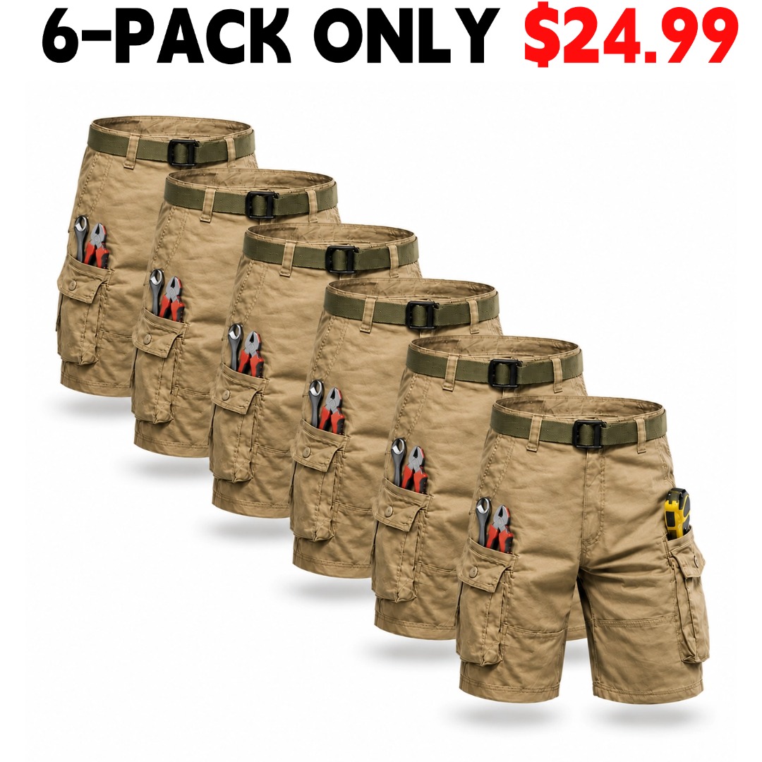 Men's Cargo Pants (6-Pack), Tactical Shorts, Multi-Pocket Shorts