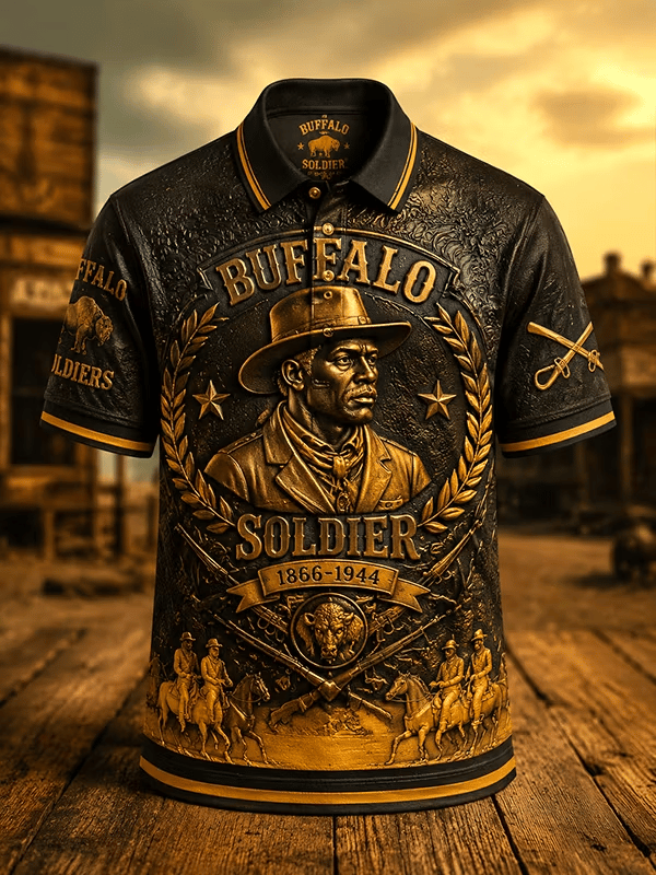 Men's Black Buffalo Soldier Print Top