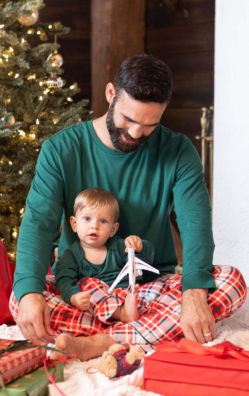 Modern Plaid Matching Family Set - Evergreen