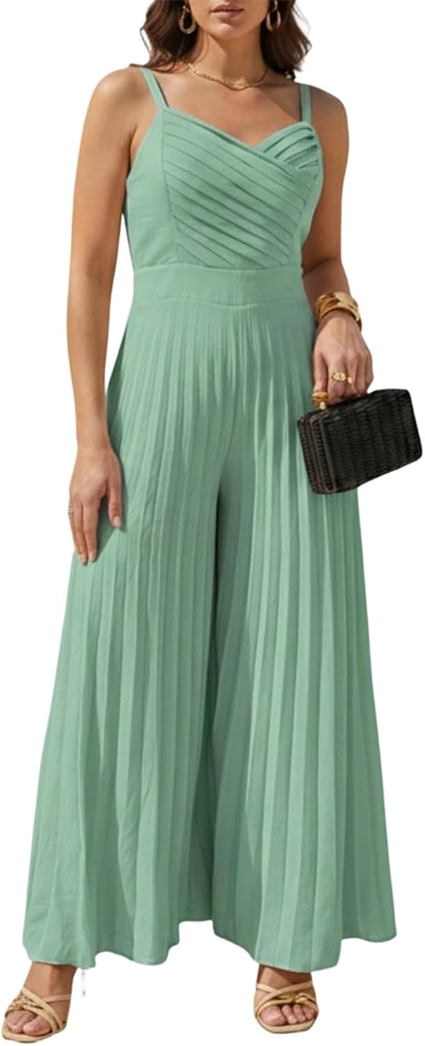 Flowy Pleated Wide-Leg Jumpsuit