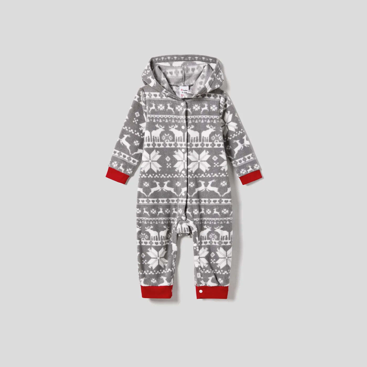 Christmas Family Matching Letters Embroidered Long-sleeve Hooded Fleece Pajamas Sets with Christmas Socks White