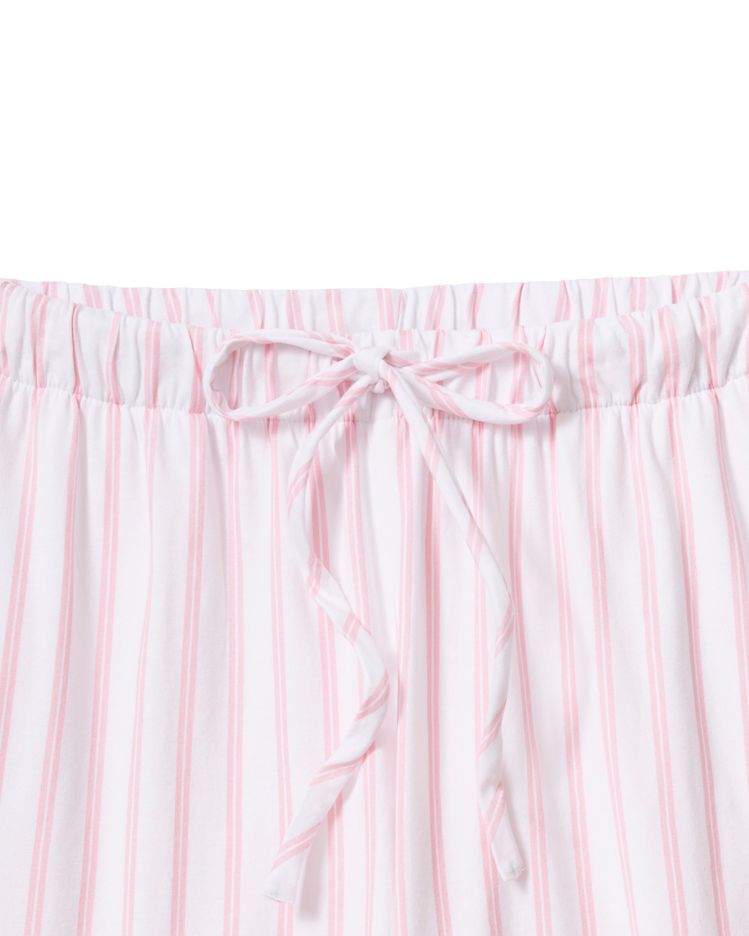 The Olivia Wide Leg Pima Pajama Set in Pink Stripe