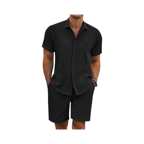 ⚡ Men's Summer Beach Outfit - Linen Shirt & Shorts Set 🔥