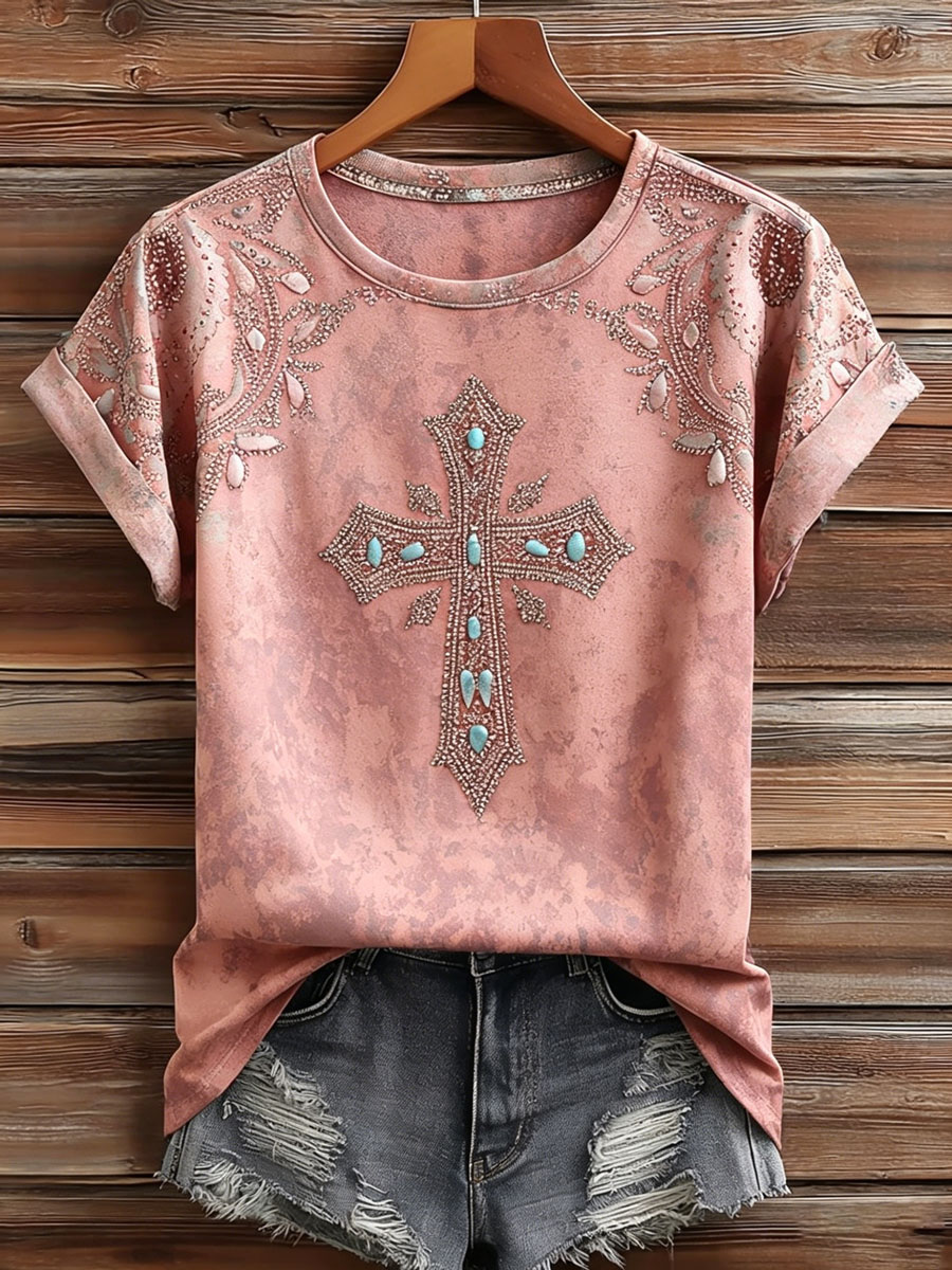 Women'S Casual Retro Western-Style Faith T-Shirt