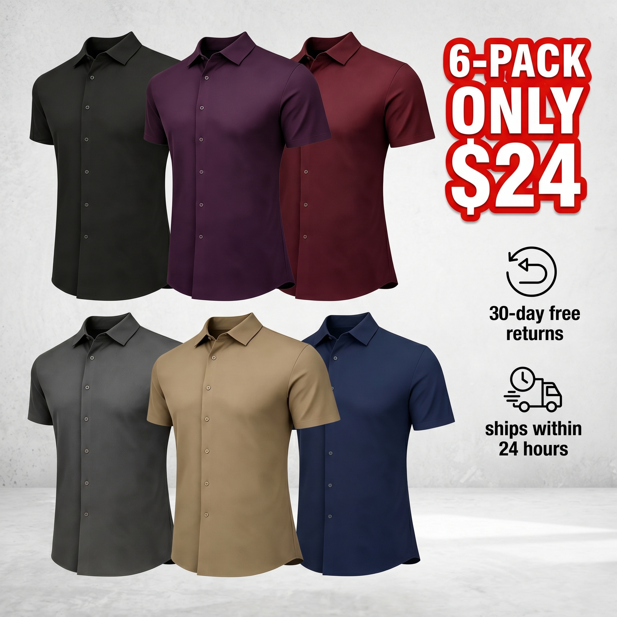 Men's Short-Sleeve Knitted Button-Down Shirt