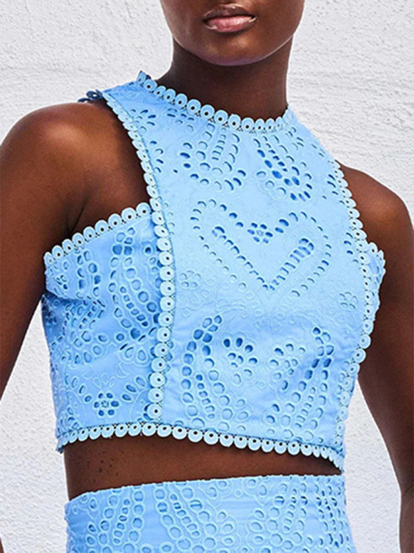 Sleeveless Elegant Lace Two-Piece Maxi Skirt Set