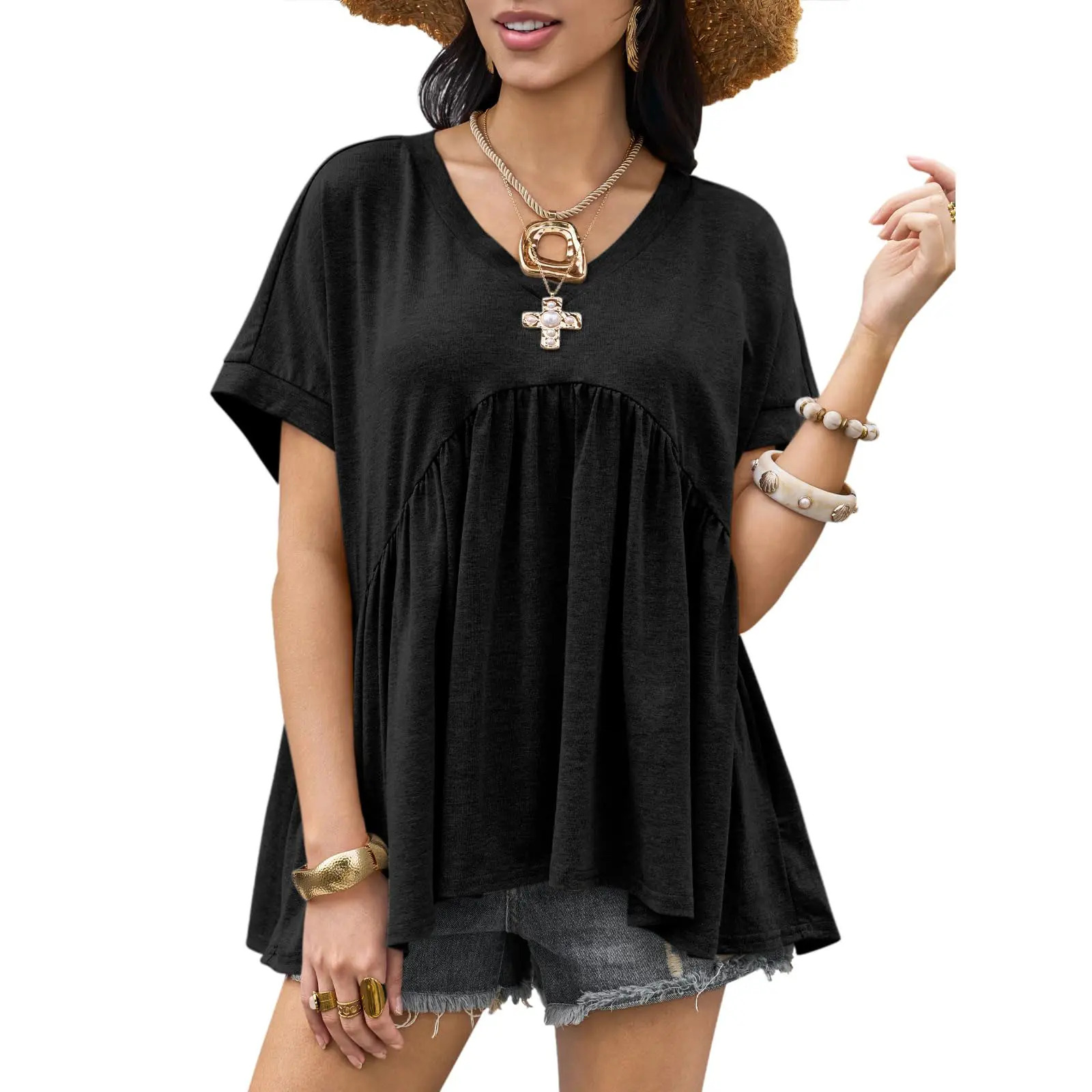 Women's Summer Ruffle-Hem Top