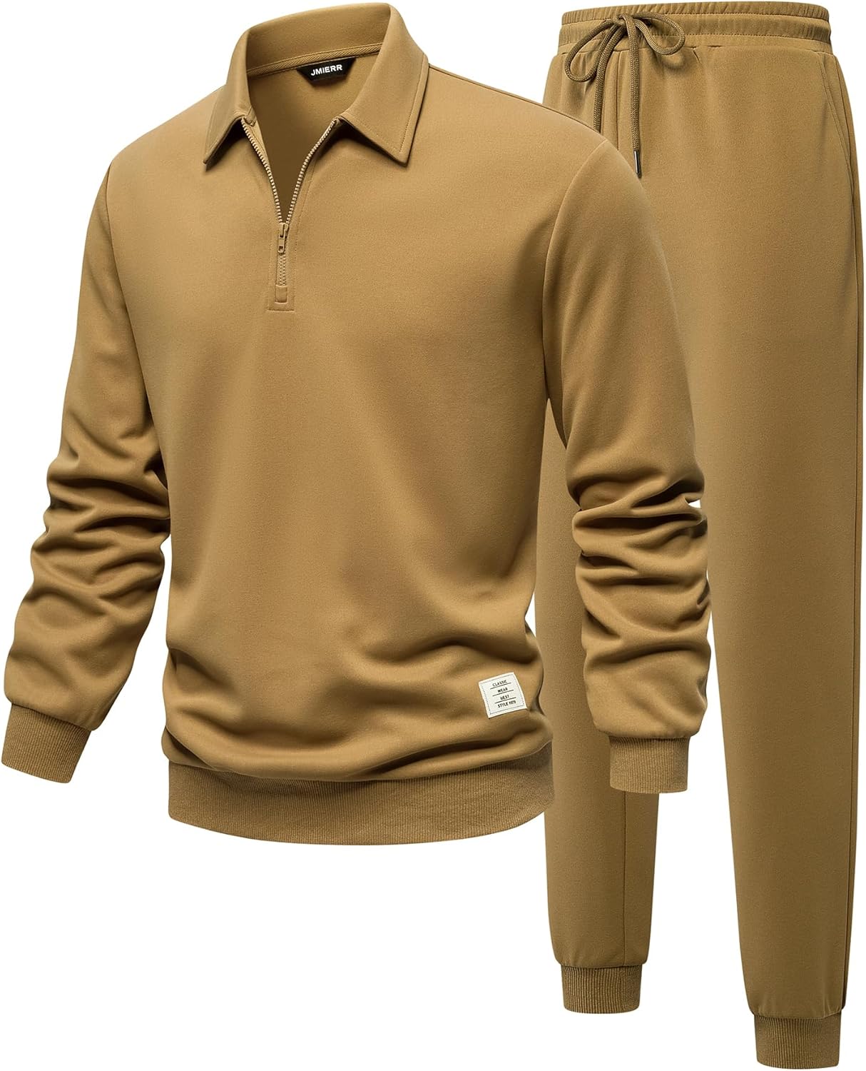 Men's Track Suits 2 Piece Outfits Quarter Zipper Polo Shirt Tracksuit & Joggers Sweatpants Sweatsuit Sets