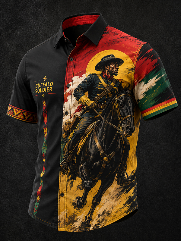 Men's Buffalo Soldier Art Print Shirt