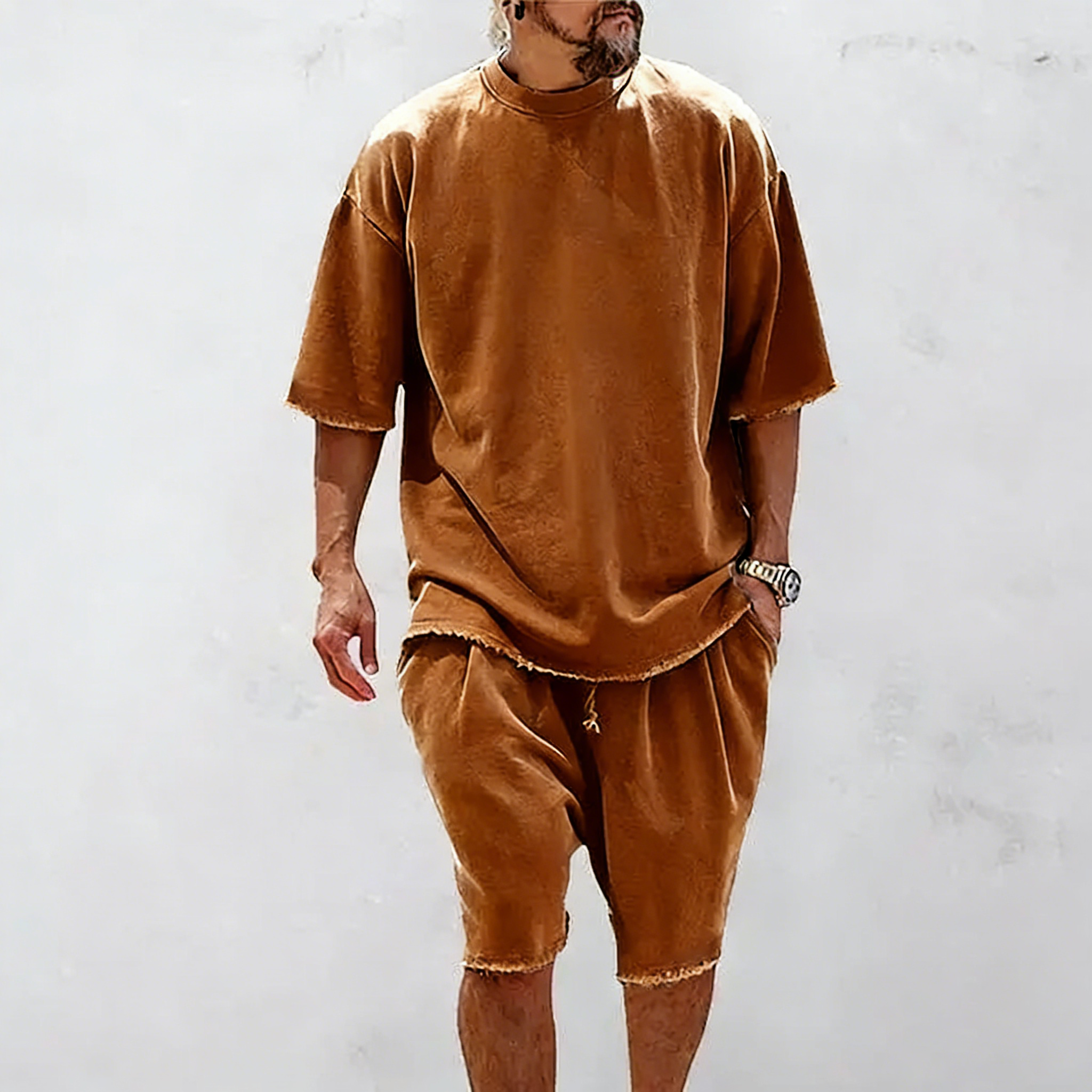 Men's Solid Textured Casual Sweat Suit