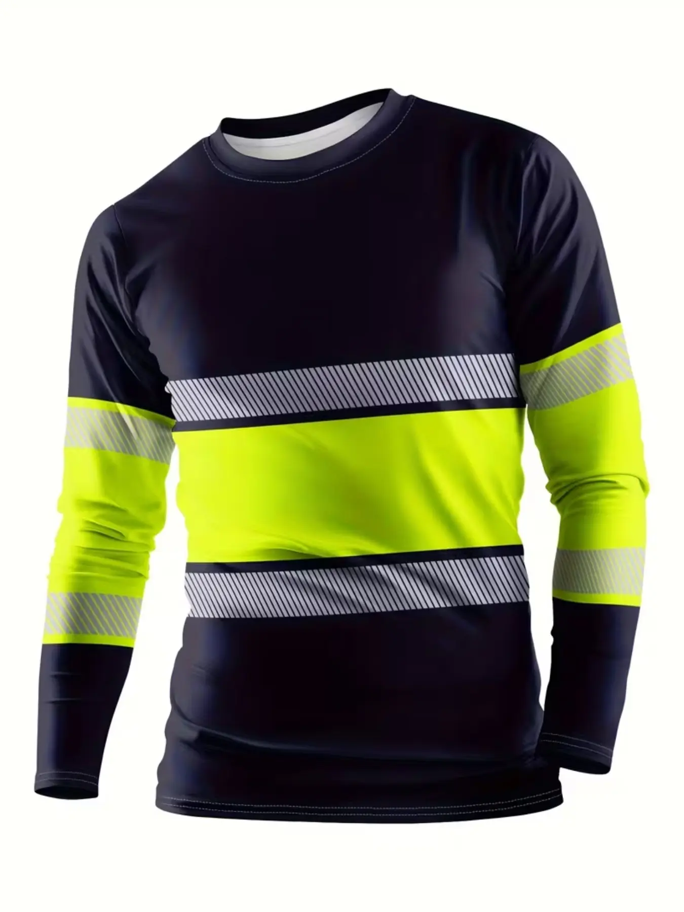 Men's Sport Long Sleeve T-Shirt, Patchwork Color Breathable Quick-Dry Top, Fashion Fitted Short Length, Spring & Fall Wear