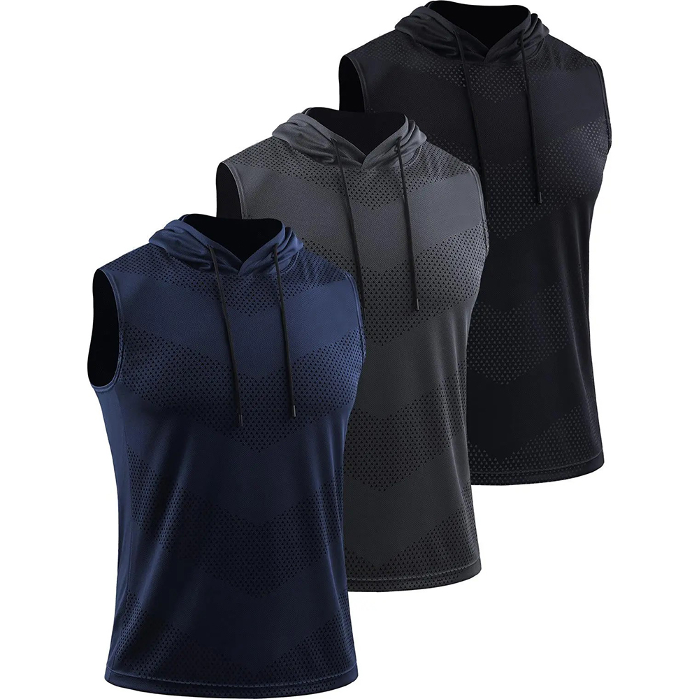 Men's Workout Tank Tops 3 Pack Sleeveless Running Shirts with Hoodie Sports Fitness Vest Sports Vests SpringStatements