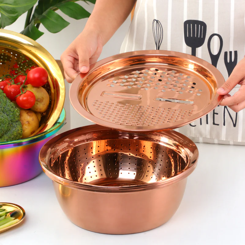 Stainless Steel Strainer-Grater Bowl