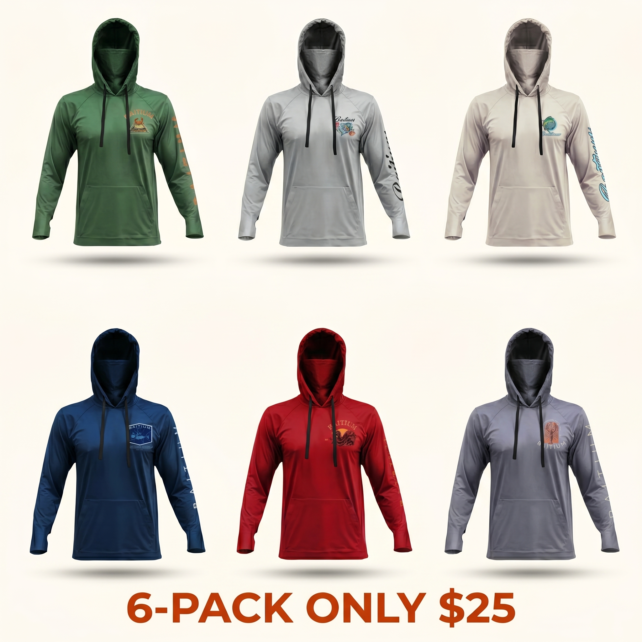 Fishing & Construction Shirt — UPF 50 Sun Protection Long-Sleeve Hoodie (With Built-in Neck Gaiter)