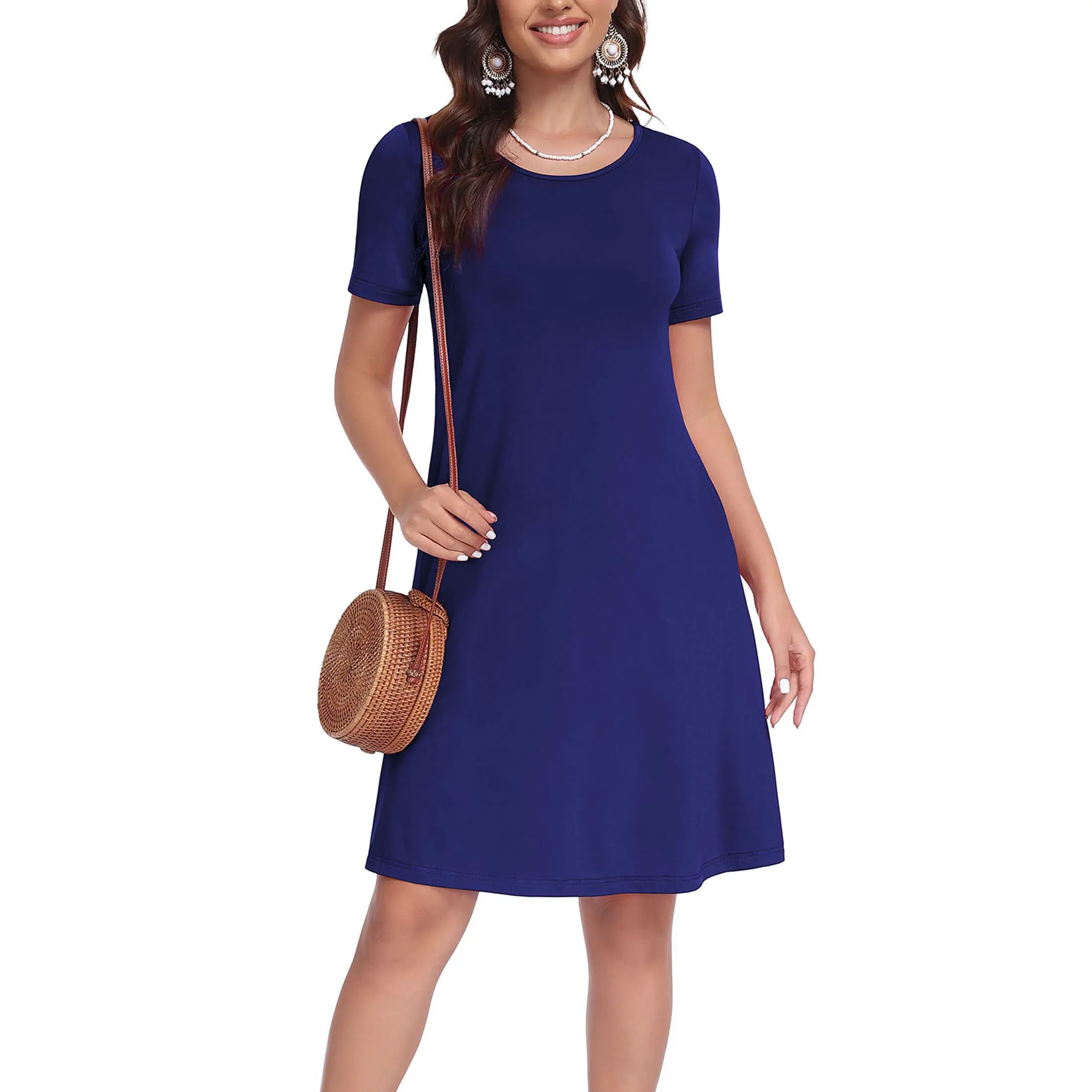 Women’s Floral Midi Dress with Pockets – Casual Summer Travel Style