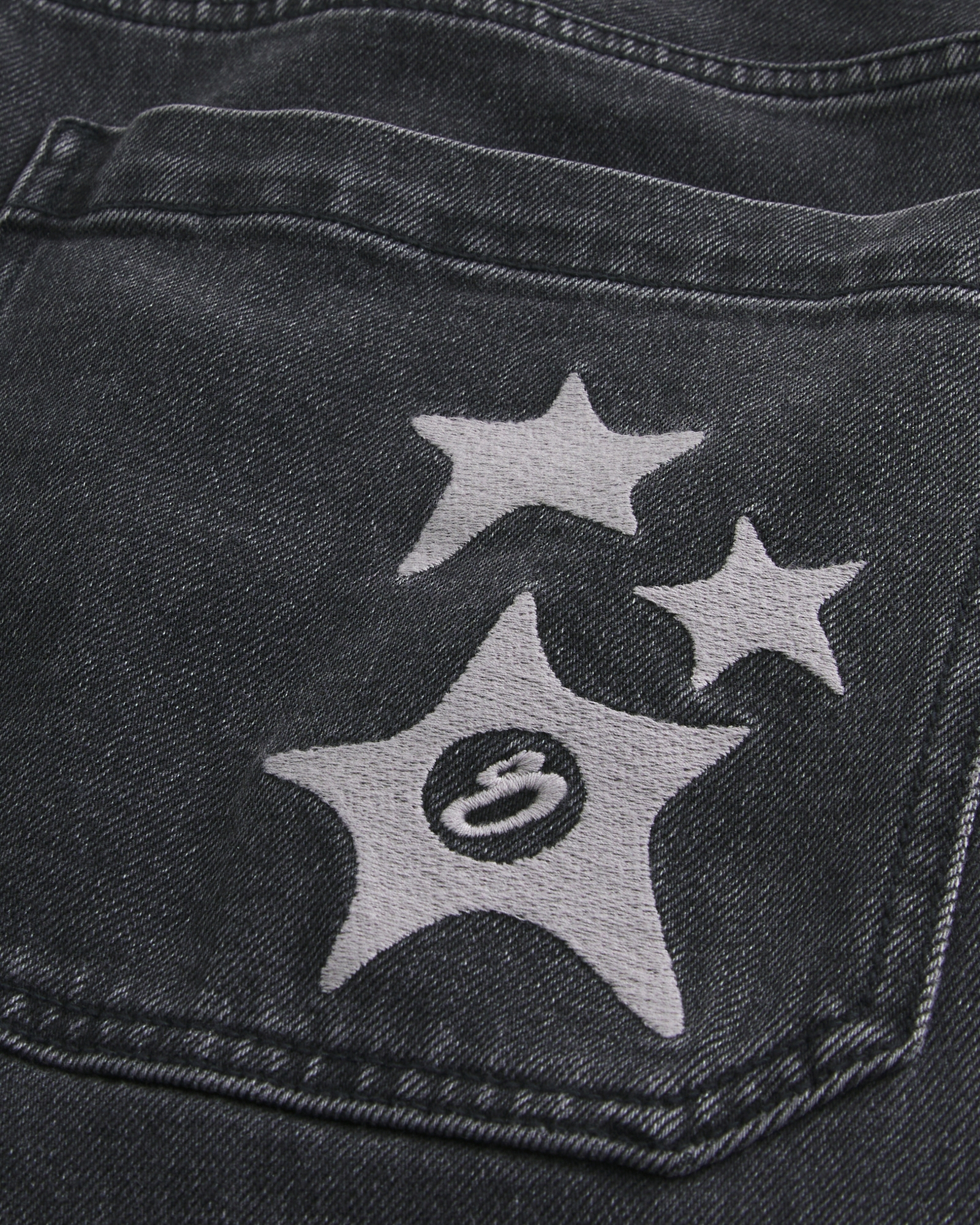 Dark Wash Logo Embroidery Super Baggy Jeans