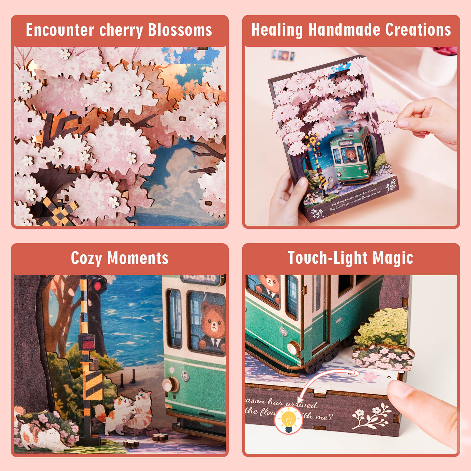 Sakura Rendezvous – DIY Wooden Painting, 3D Puzzle Craft Kit