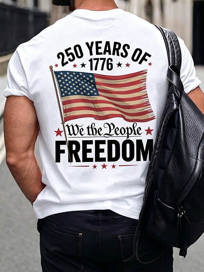 Men'S Casual American 1776-2026 Anniversary Printed Short Sleeved T-Shirt