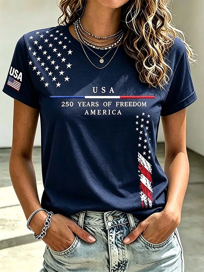 Women'S Casual Independence Day Printed Top