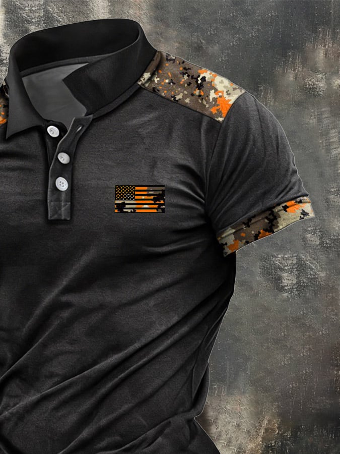 Men's Retro Patriot Camouflage Patchwork T-shirt