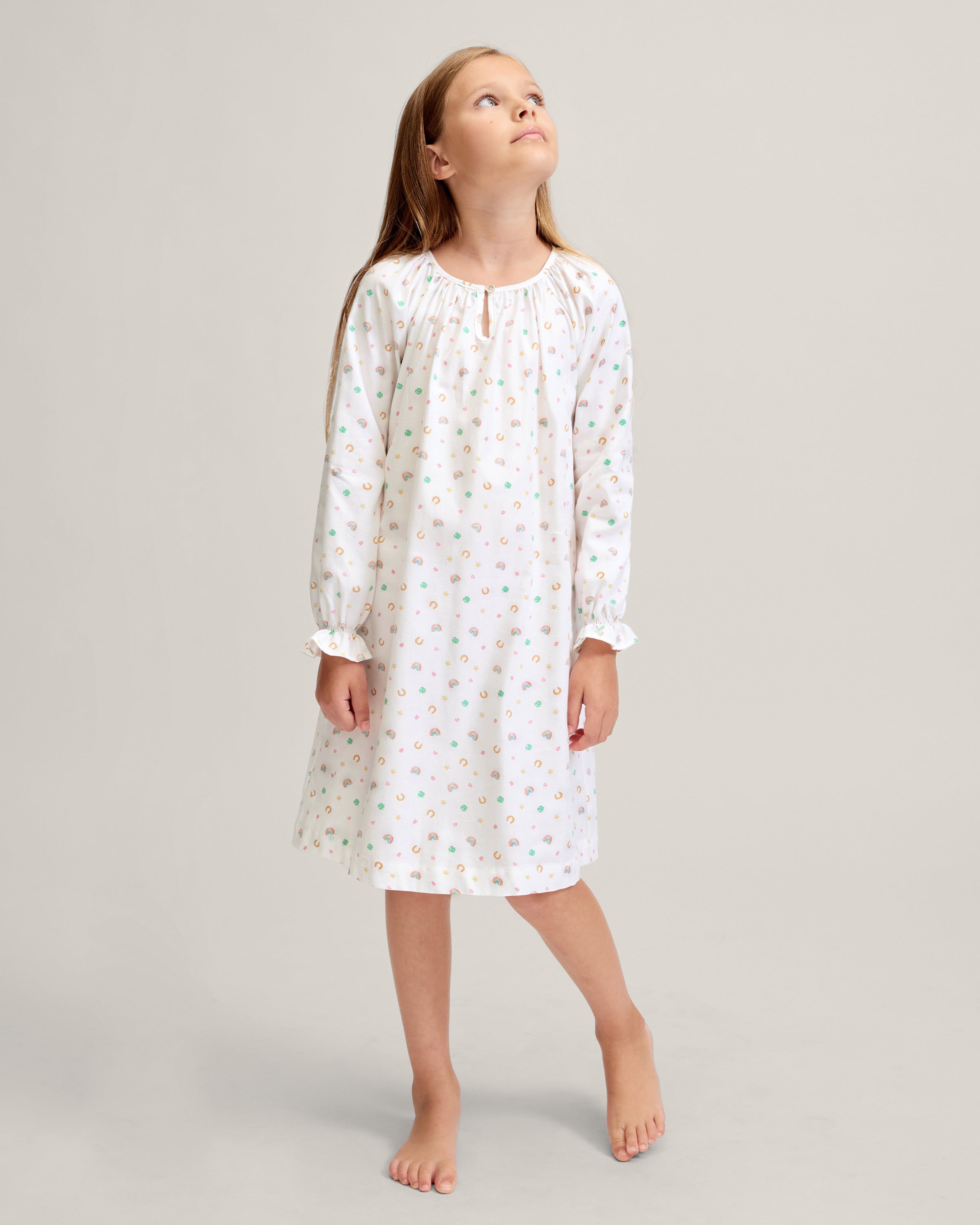 Girl's Twill Delphine Nightgown in Good Luck Charms