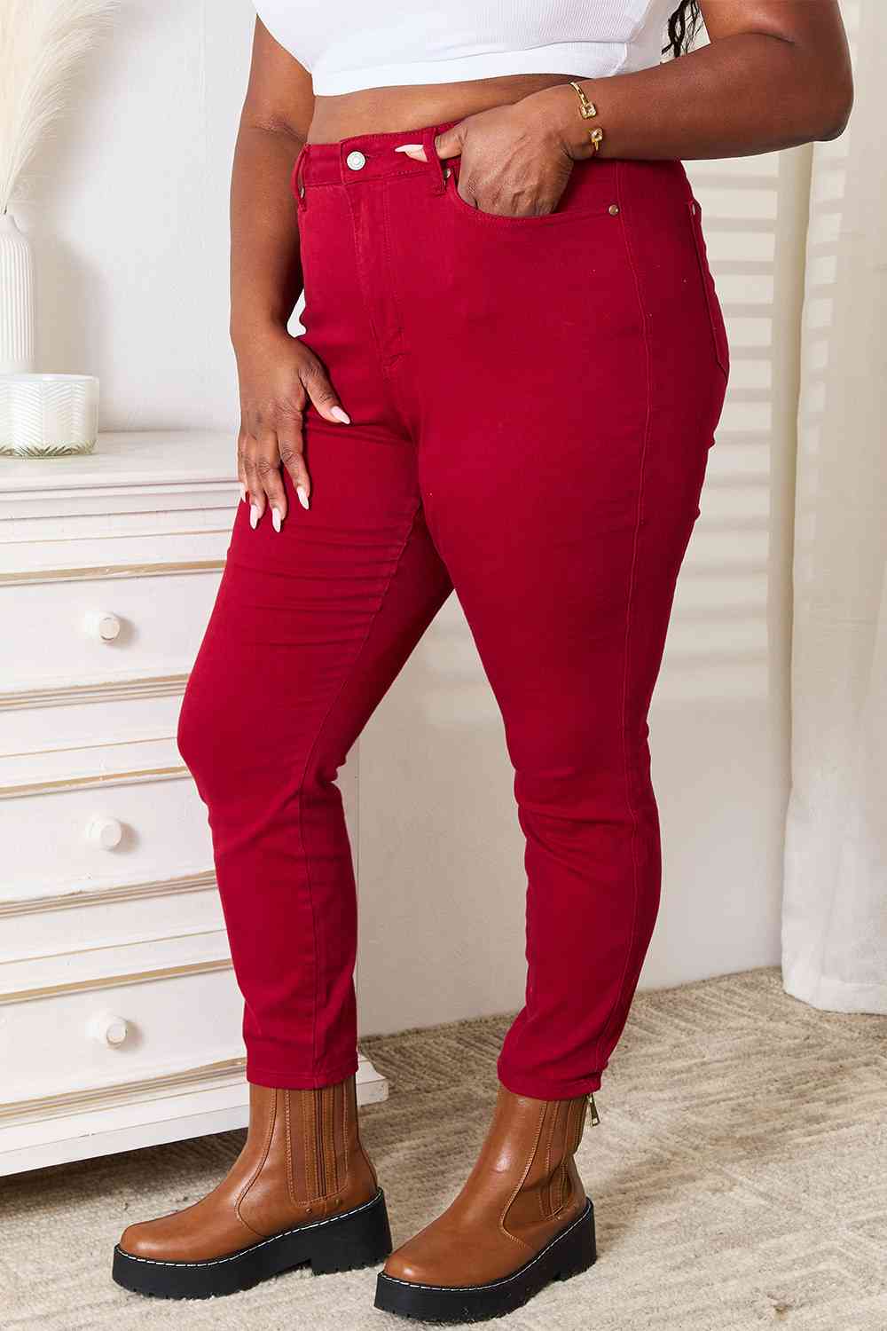 Blue Full Size High Waist Tummy Control Skinny Jeans